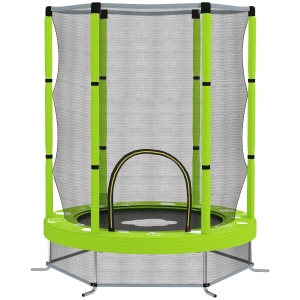 AIYAPLAY Trampolín elástico para niños Ø140 cm con red de seguridad y dibujos, Edad 3-6 años, Verde