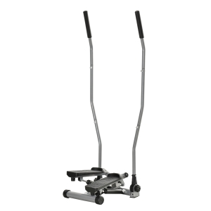 HOMCOM Stepper Fitness con Asa y Bandas Elásticas, Stepper con Monitor LCD para Entrenamiento en Casa y Gimnasio, Plateado