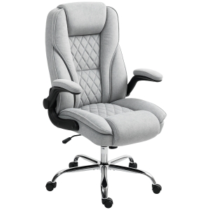HOMCOM Fauteuil de bureau, chaise bureau ergonomique, hauteur réglable, accoudoirs relevables, 70 x 70 x 114-122 cm, gris