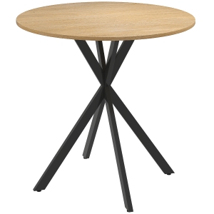 HOMCOM 80cm Industrial Round Dining Table - Oak