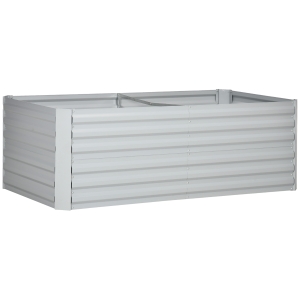 Outsunny Macetero, Jardinera práctica para plantar, cultivar y cuidar, Huerto elevado, acero, gris claro
