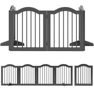 PawHut Absperrgitter Hund Freistehendes Schutzgitter mit Füßen, Klappbar Hundegitter, 4 Paneelen, 208 x 29,5 x 61 cm, Schwarz