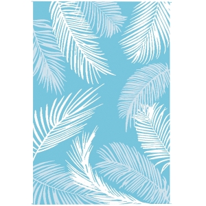 Alfombra de exterior reversible Outsunny, resistente e impermeable con bolsa de transporte y anclajes 274 x 182 cm Azul claro+Blanco