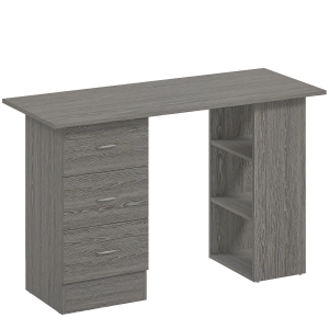 HOMCOM Secretária de Computador Reversível Mesa de Computador com 3 Gavetas e 3 Prateleiras Abertas 120x49x72 cm Cinza