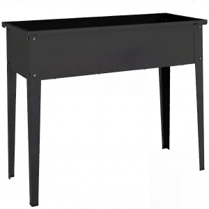 Outsunny Horta Elevada em Metal, Jardineira Elevada 80L com bordas arredondadas, Orifício de Drenagem, 100 x 40 x 80 cm, Preto