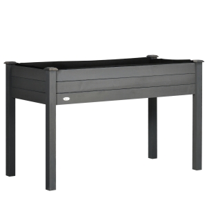 Outsunny Horta Elevada de Madeira 122,5x56,5x76 cm Mesa de Cultivo com Tecido não Tecido e 4 Orifícios de Drenagem para Cultivo de Plantas e Flores Madeira