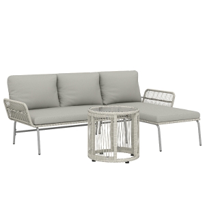 Outsunny Set salotto da giardino 3 pezzi con divano e chaise longue