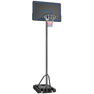 SPORTNOW Canasta de Baloncesto de Pie con Altura Ajustable de 1,35 a 3,05 m con Ruedas, Base de Lastre y Bolsa de Arena, Azul