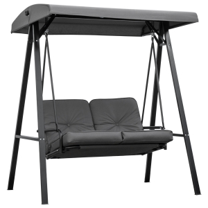 Outsunny Balansoar de Grădină 2 Locuri cu Acoperiș Reglabil și Perne, 144x117x173 cm, Gri Închis