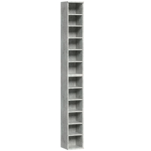 HOMCOM Set of 2 CD Media Display Shelf Unit Tower Rack with Adjustable Shelves, Cement Grey