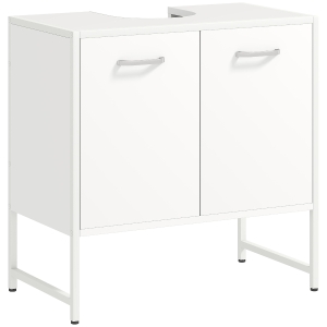 HOMCOM Móvel sob Lavatório Móvel de Banheiro com 2 Portas com Fechamento Suave e Prateleira Ajustável Branco