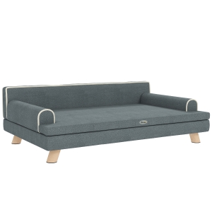 PawHut Cama Elevada para Cães Grandes e Médios 100x62x32 cm  Revestimento em Chenille com Almofada Lavável  Cinza Escuro