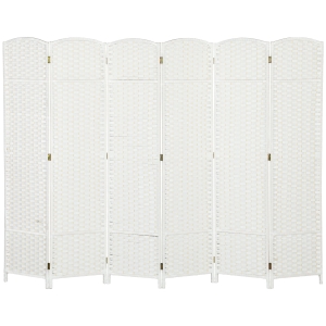 HOMCOM Paravent interieur en bois 6 panneaux 240 x 170 cm séparateur de pièce pliable pour salon, chambre à coucher, naturel