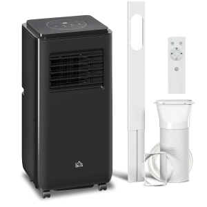 HOMCOM Aer condiționat portabil de 950W cu 5 moduri și 3 viteze, din plastic ABS și oțel, 33x28x70,4 cm, negru