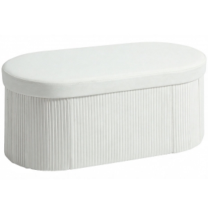 HOMCOM Puff de Arrumação 72 L 76x38x35 cm Estofado em Veludo Baú de Arrumação Suporta 120 kg Creme