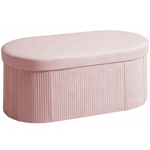 HOMCOM Puff de Arrumação Banco de Arrumação Dobrável 72 L 76x38x35 cm Estofado em Veludo Baú de Armazenamento Rosa