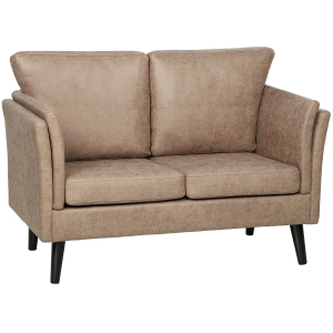 HOMCOM Two-Seater Leathaire Sofa - Light Brown