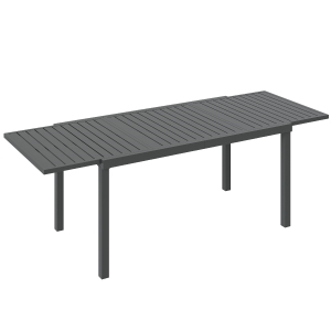 Outsunny Tavolo da Giardino Estensibile con Piano a Doghe per 6-8 Persone, da Pranzo in Alluminio, 150/225x85x75 cm, Grigio Scuro