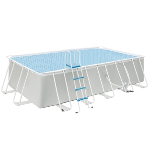 Outsunny Piscina supraterana cu cadru de otel cu pompa de filtru, cartus filtrant, pereti laterali ranforsati Rezistenta la rugina Piscina supraterana 580L x 310l x 122H cm, Gri deschis