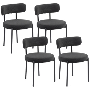 HOMCOM Conjunto de 4 Cadeiras de Sala de Jantar com Encosto em Tecido Pernas em Aço 51x51x76 cm Preto