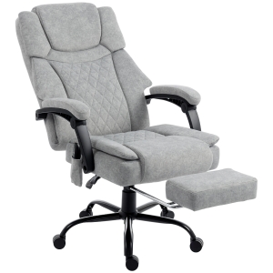 HOMCOM Cadeira de escritório de encosto alto com massagem por vibração, função de aquecimento, encosto ajustável, apoio para os pés, controle remoto, cinza