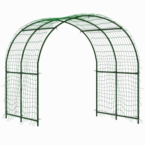 Outsunny Treliça Metálica para Cravar no Solo Inoxidável Tutor Arqueado para Pepinos 210x250x216 cm Verde Escuro