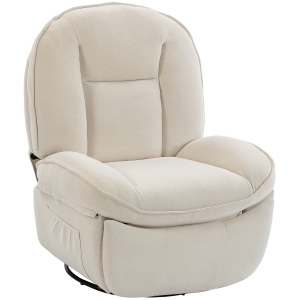 HOMCOM Relaxfauteuil, Draaibare Schommel- en Ligstoel met Diepe Zitting, Dikke Rugkussens, Gemakkelijke Montage, Crème