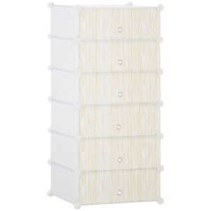 HOMCOM Sapateira Modular Móvel de Arrumação com 6 Cubos Empilháveis em Plástico 49x36,5x108 cm Branco