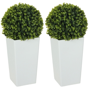 HOMCOM Conjunto de 2 Esferas de Eucalipto Artificial 65 cm Planta Artificial com Proteção UV, 330 Folhas no Vaso, Verde