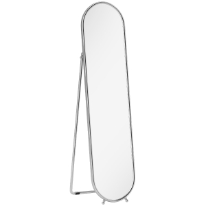 HOMCOM Espelho de Corpo Inteiro de Pé com Suporte Dobrável, Vidro e Metal, 40x4x160 cm, Prata