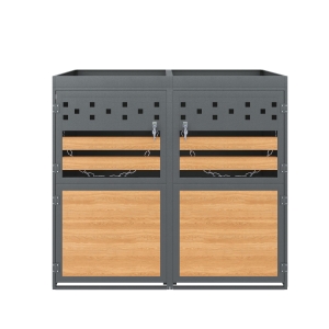 Set 2 Copri Bidoni Spazzatura con tetto per piante, 132x80x125 cm, Color Legno