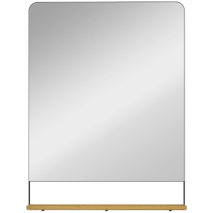HOMCOM Espejo de pared 80 x 60 cm con estante de madera, espejo rectangular moderno con marco de metal, negro