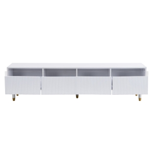 Mobile TV basso con 4 cassetti, in MDF e acrilico, 178x35x45 cm, Bianco