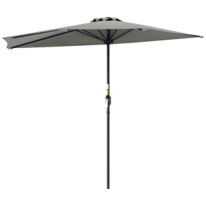 Outsunny Ombrellone da Parete Mezzaluna Salvaspazio con Apertura a Manovella, 2.7x2.4 m, Grigio Chiaro