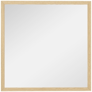 HOMCOM Espejo mural cuadrado 50 x 50 cm, marco en madera natural, ideal para baño, salón o dormitorio
