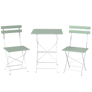 Outsunny Outdoor Bistro Set Folding Patio Furniture Set with 2 Chairs Table for 2 People White and Green