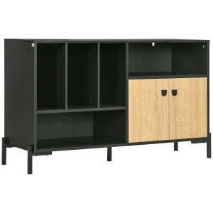 HOMCOM Dulap de sufragerie cu 2 uși și 5 rafturi deschise din PAL, 120x40x74cm