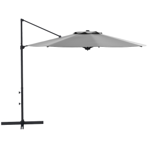 Outsunny Parasol ogrodowy 3m, nachylny, z korbką, szary, obrotowy
