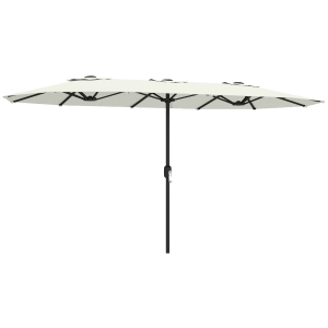 Outsunny Umbrelă de grădină exterioară, umbrelă dublă mare 4,6 m cu manivelă și protecție UV50+, husă de protecție, crem