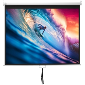 HOMCOM Pantalla de Proyección Manual 100 Pulgadas Formato 4:3/16:9 para Interior y Exterior Cine en Casa Patio Blanco