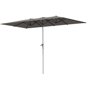 Outsunny Umbrelă Dublă de Grădină 4.5x2.6 m, Deschidere cu Manivelă și 12 Spițe, Gri