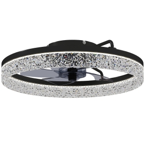 HOMCOM Plafondventilator met Verlichting, Dimbare LED Plafondventilator met Afstandsbediening voor Slaapkamer en Woonkamer, Zwart