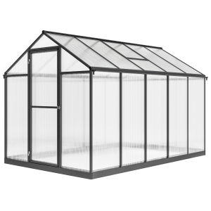 Outsunny Aluminium-Polycarbonat-Gewächshaus mit verstellbaren Dachfenstern 303x183x195 cm transparent