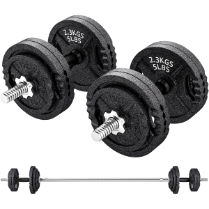 SPORTNOW Poids pour salle 2 en 1 42 kg avec 14 disques, barre longue et haltères, en acier, 180x24x24 cm, noir