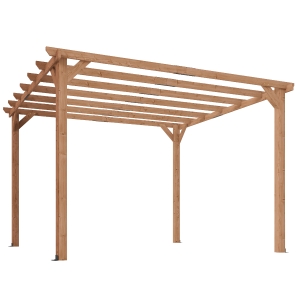 Outsunny Pergola aus Holz, Außentonnelle, robuste Konstruktion mit 90 mm Pfosten und 7 Querbalken 3 x 3 m, Ahornholz-Optik