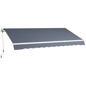 Outsunny Copertină Retractabilă pentru Exterior cu Manivelă, 360x250 cm, Gri