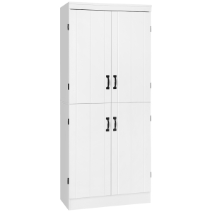 HOMCOM Armoire de cuisine buffet de salle à manger avec 4 portes 6 étagères de rangement style moderne 76 x 40 x 177 cm blanc