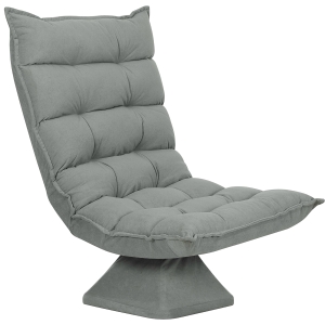 HOMCOM Fotel relaksacyjny, obrotowy, ekologiczna skóra, 62 cm x 70 cm x 95 cm, jasnoszary