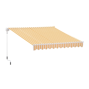 Outsunny Toldo Manual Retrátil 350x250 cm, Toldo Exterior para Terraço com Ângulo Ajustável, Braço Articulado, Montagem à Parede, Estrutura de Alumínio, Anti-UV e Impermeável, para Jardim, Laranja