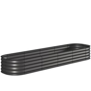 Outsunny Jardineira modular em aço galvanizado para legumes, plantas e flores, 240 x 62 x 30 cm, cinza escuro